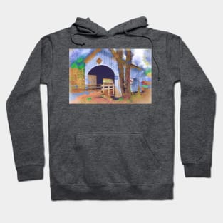 Covered Bridge In Watercolor Hoodie